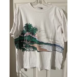 Vintage 80s Florida Palm Tree Beach Wrap Around Shirt Sz XL